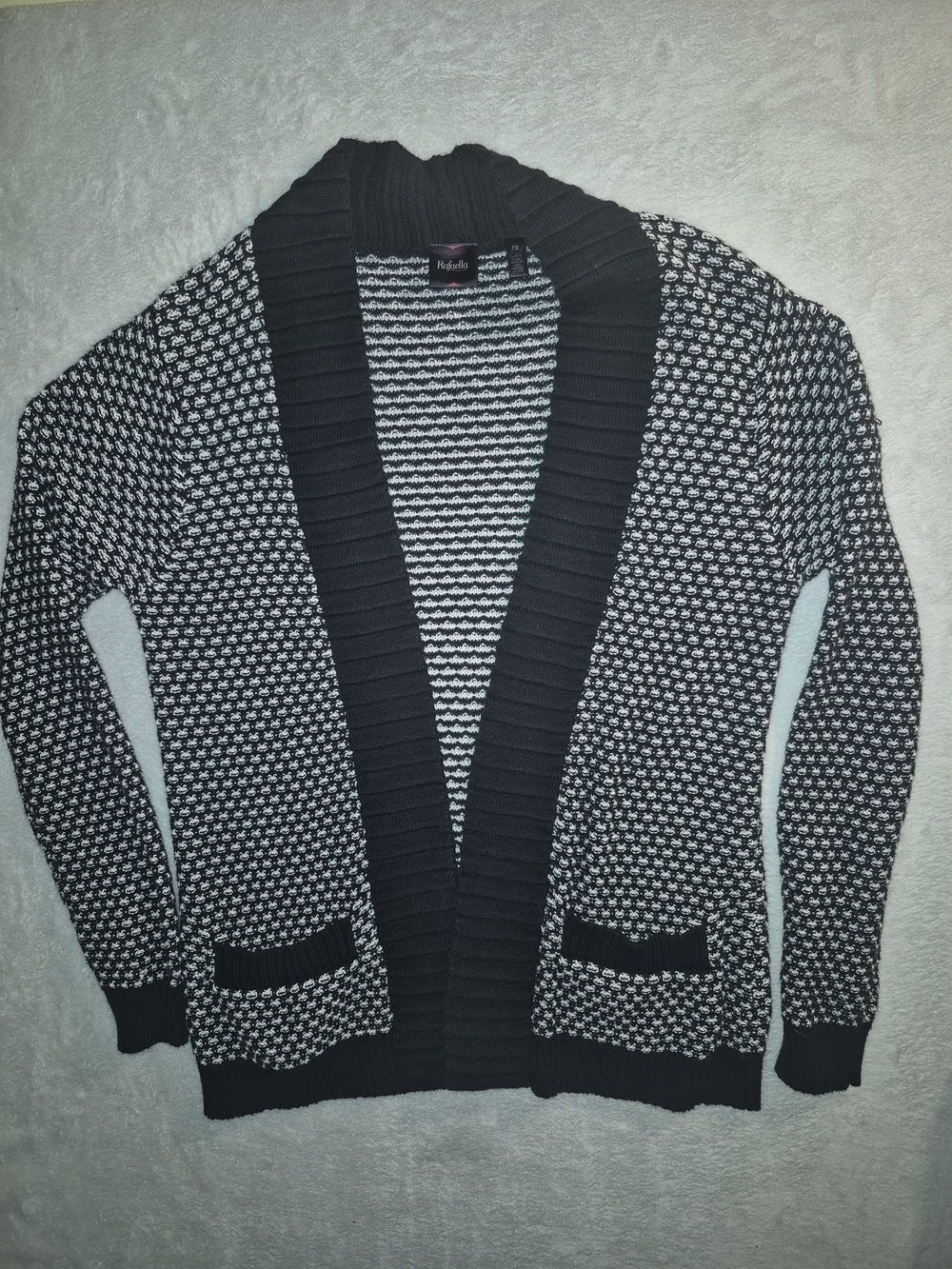 Rafaella Black & White Shawl Collar Knit Cardigan #193